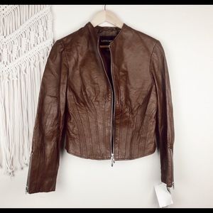 Metro Style Brown Genuine Leather Jacket
